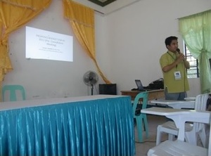 Dr. Oscar C. Barawid Jr., VP for Administration, during the Pre-Consultation Meeting presentation 